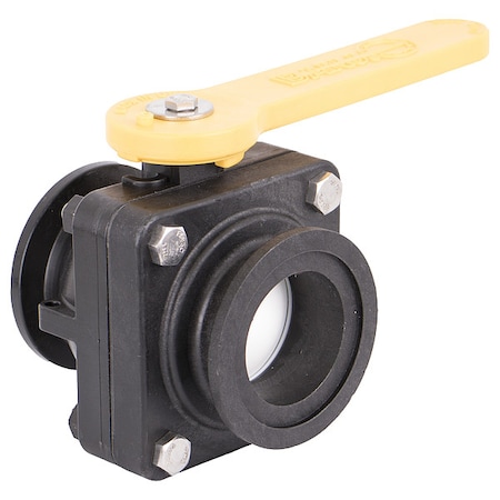 Banjo Manual 2-Way Ball Valve, Flange, Polypro MVS220CF