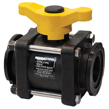 Banjo Manual 2-Way Ball Valve, Flange, Polypro MVT200CF