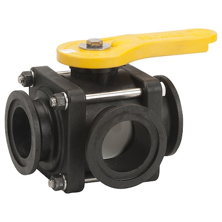 Banjo Manual 3-Way Ball Valve, 2", Polypro MV220SL