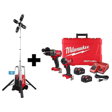 Milwaukee Tool MX Tower Light Kit w M18 2-Tool Kit MXF041-1XC, 3697-22