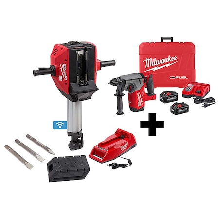 Milwaukee Tool M18 FUEL 1" SDS Plus Rotary Hammer Kit + MX FUEL Breaker Kit MXF368-1XC, 2912-22