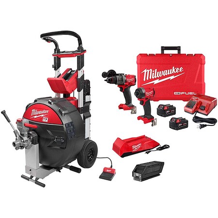 Milwaukee Tool M18 FUEL 2-Tool Combo Kit + MX FUEL SEWER DRUM MXF501-1CP, 3697-22