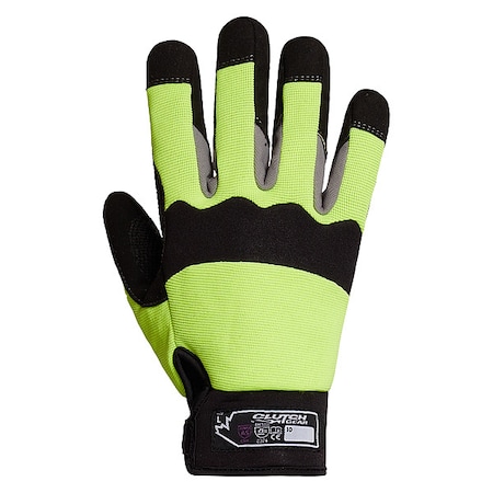 Superior Glove MXHV Mechanics Gloves, Synthetic Leather Palm, M, Black/Lime MXHV2PB-M