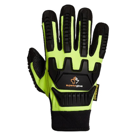 Superior Glove Mechanic Glove, Black/HV Green, L, PR MXVSBPB-L