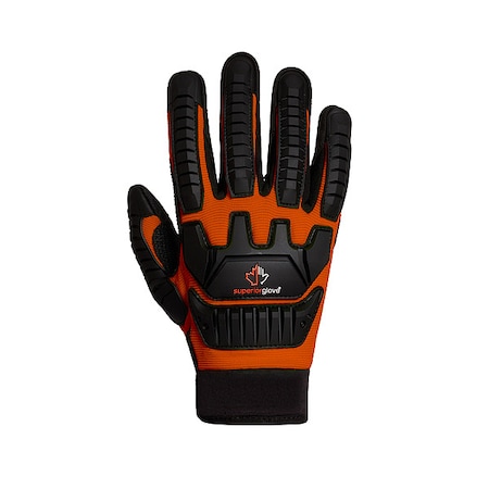 Superior Glove ClutchGear Work Gloves, TenActiv Palm, PVC Back, L (9), Black/Orange MXVSBE-L