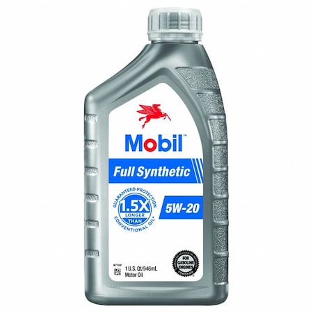 Mobil Full Synthetic Motor Oil; 5W-20, 1 Qt 125196