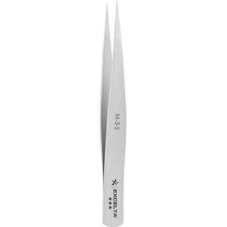Excelta Tweezers, SS, 2 3/4" L, Straight, Point M-3-S