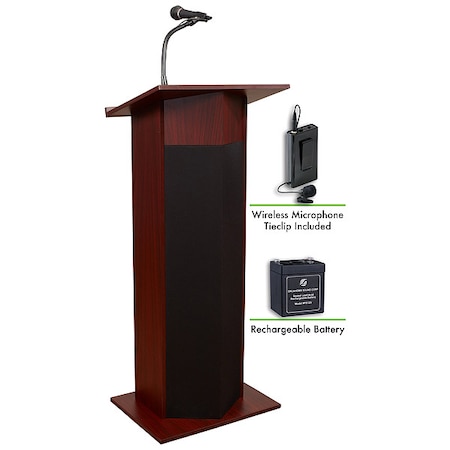 Oklahoma Sound OS Power Plus Lectern Recharge Battery Wireless Tie Clip Mic Mahogany M111PLS-MY/LWM-6