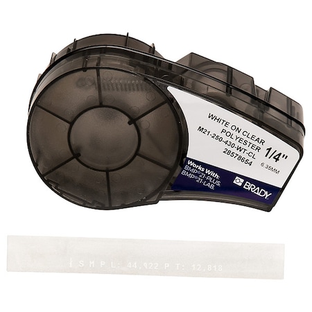 Brady Harsh Environment Multi-Purpose Clear Polyester Labels for Brady M210 and M211, 0.25in M21-250-430-WT-CL