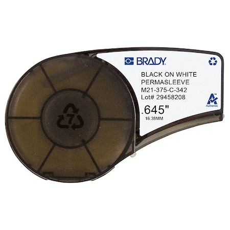 BRADY Label Cartridge, Black/White, 5/8 In. W M21-375-C-342