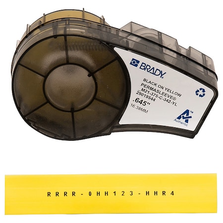 Brady Yellow Heat Shrink Wire and Cable Labels for Brady M210 and M211, 3/8in dia M21-375-C-342-YL