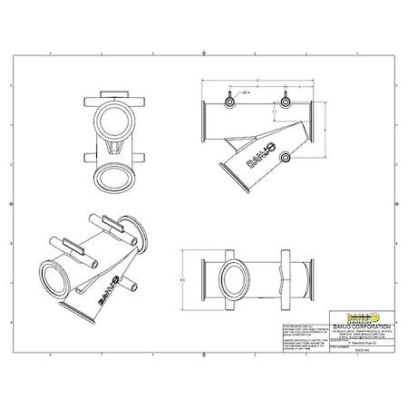Banjo Flange, 3", Full Port , 200 psi, Elbow, 12" L M300Y45