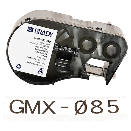 Brady Label/RibbonCartridge, White, Matte, 3/4inW M4C-750-499