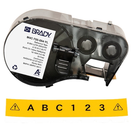 Brady Label/RibbonCartridge, Yellow, 3/4inW M4C-750-584-YL