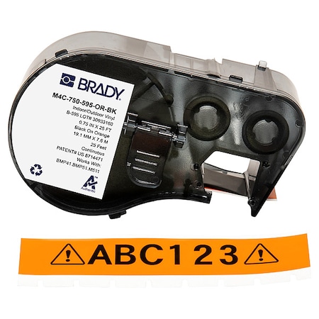 Brady Label/RibbonCartridge, Orange, 3/4inW M4C-750-595-OR-BK