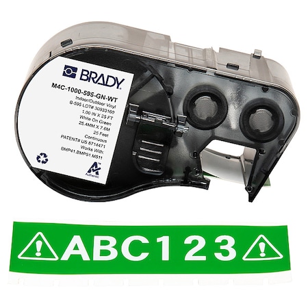 Brady Label/RibbonCartridge, Green, Gloss, 1inW M4C-1000-595-GN-WT