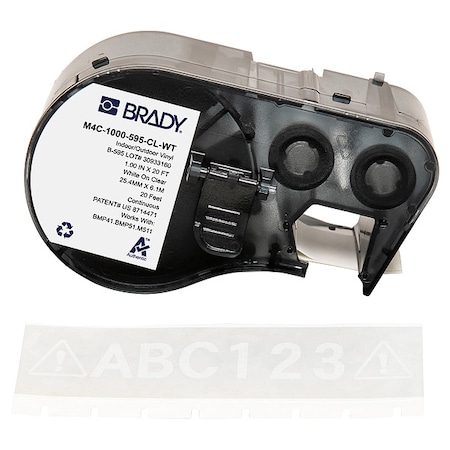 Brady Label/RibbonCartridge, Clear, Gloss, 1inW M4C-1000-595-CL-WT