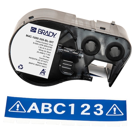 Brady Label/Ribbon Cartridge, Blue, Gloss, 1 in W M4C-1000-595-BL-WT
