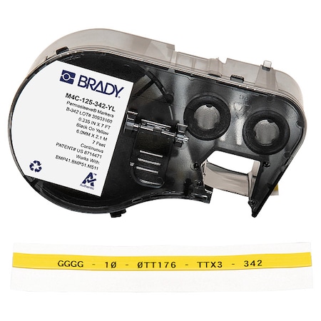 Brady Sleeve Label, Yellow, Polyolefin M4C-125-342-YL