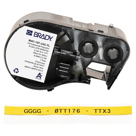 Brady Sleeve Label, Yellow, Polyolefin M4C-187-342-YL