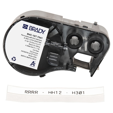 Brady Sleeve Label, White, Polyolefin, 1 in W M4C-187-7641