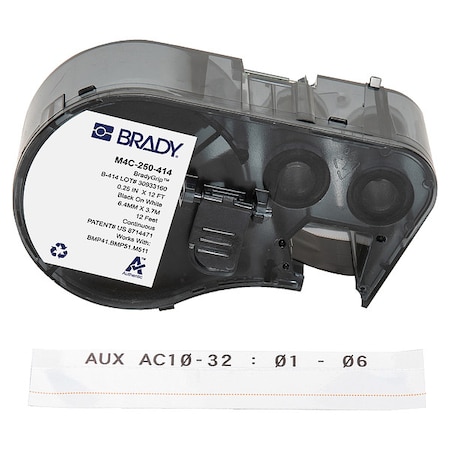 Brady Label/RibbonCartridge, White, Matte, 1/4inW M4C-250-414