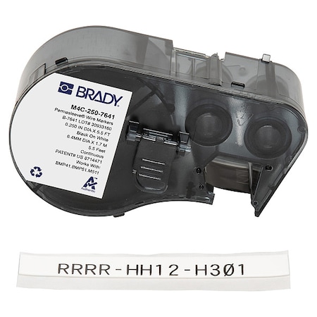Brady Sleeve Label, White, Polyolefin, 1 in W M4C-250-7641