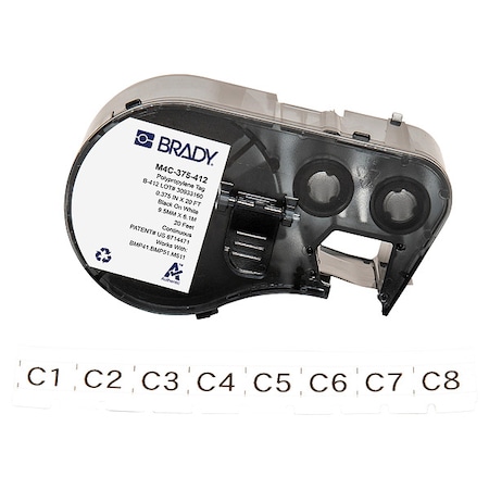 Brady TagLabel, White, Polypropylene, 3/8inW M4C-375-412
