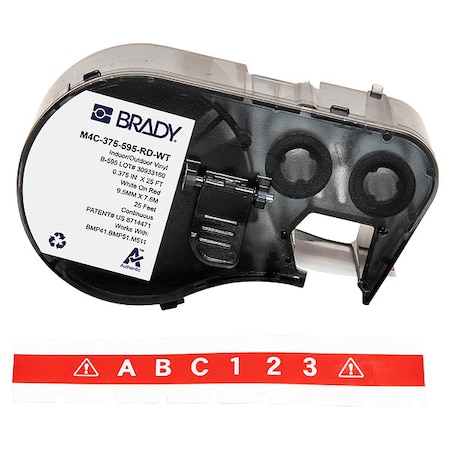 Brady Label/RibbonCartridge, Red, Gloss, 3/8inW M4C-375-595-RD-WT