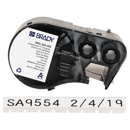 Brady Label/RibbonCartridge, White, Matte, 1/2inW M4C-500-492