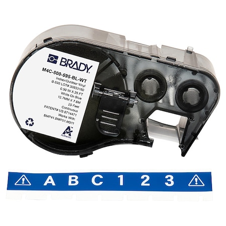 Brady Label/RibbonCartridge, Blue, Gloss, 1/2inW M4C-500-595-BL-WT