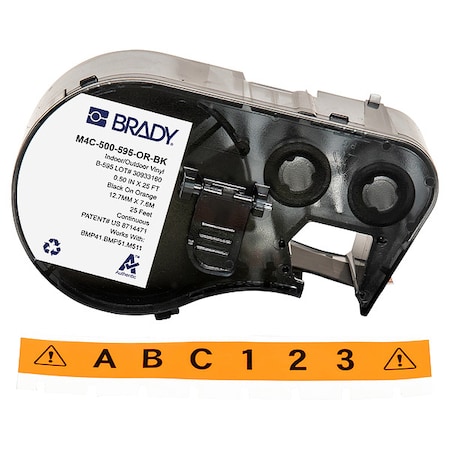 Brady Label/RibbonCartridge, Orange, 1/2inW M4C-500-595-OR-BK