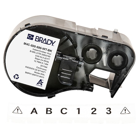 BRADY Precut Label Roll Cartridge, White, Gloss M4C-500-595-WT-BK