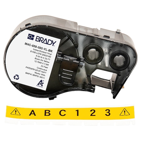 Brady Label/Ribbon Cartridge, Yellow, 1/2 in W M4C-500-595-YL-BK