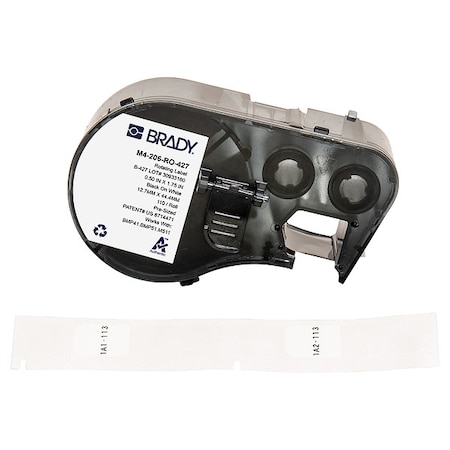 Brady Wraparound Label, White, Vinyl, 1/2 in W M4-206-RO-427