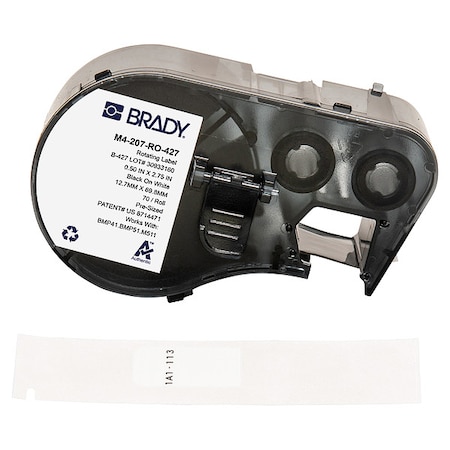 Brady Wraparound Label, White, Vinyl, 1/2 in W M4-207-RO-427