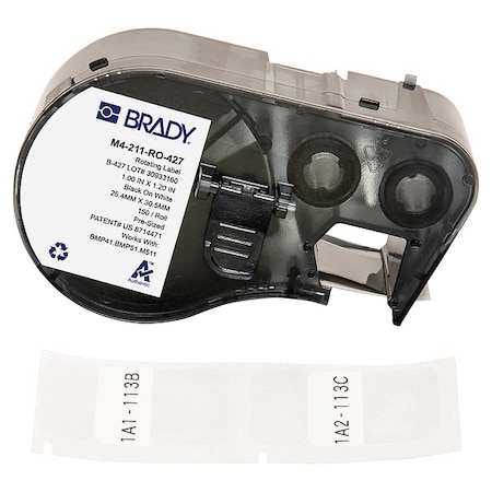 Brady Wraparound Label, White, Vinyl, 1 in W M4-211-RO-427