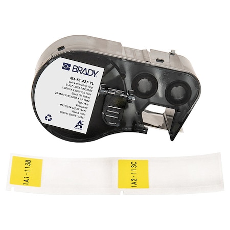 Brady Wraparound Label, Yellow, Vinyl, 1 in W M4-51-427-YL