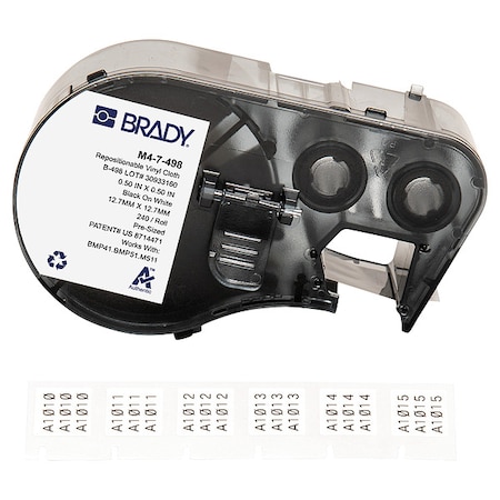 Brady Wraparound Label, White, Vinyl, 1/2 in W M4-7-498