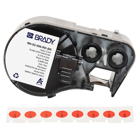 Brady Label/RibbonCartridge, Red, Matte, 3/8inW M4-82-499-RD-BK