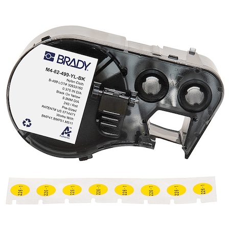 Brady Label/RibbonCartridge, Yellow, 3/8inW M4-82-499-YL-BK
