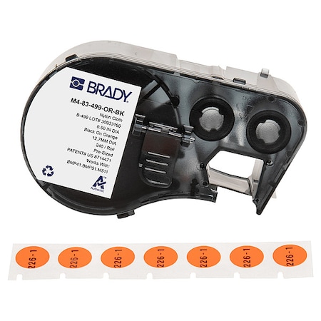 Brady Label/RibbonCartridge, Orange, 1/2inW M4-83-499-OR-BK