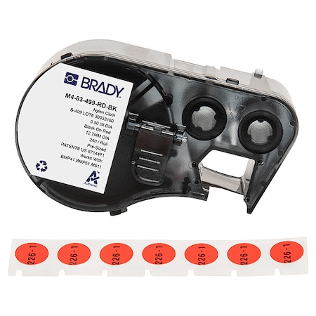 Brady Label/RibbonCartridge, Red, Matte, 1/2inW M4-83-499-RD-BK
