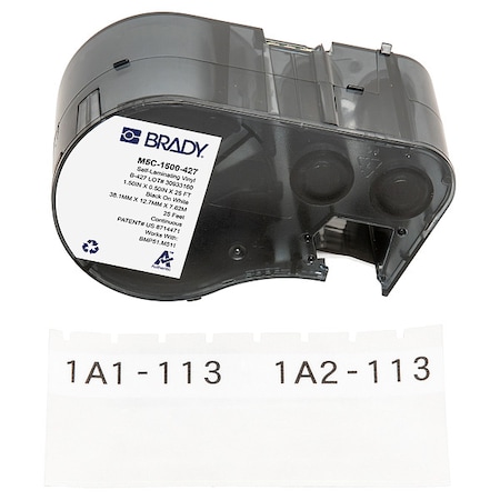 Brady WraparoundLabel, White, Vinyl, 1-1/2inW M5C-1500-427