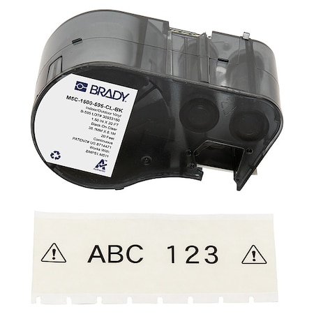 Brady Label/RibbonCartridge, Clear, 1-1/2inW M5C-1500-595-CL-BK