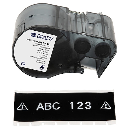 Brady Label/Ribbon Cartridge, Black, 1-1, 2 in W M5C-1500-595-BK-WT