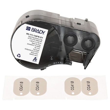 Brady TagLabel, Gray, Polyethylene, 1-7/32inW M5-111-145FR-GY
