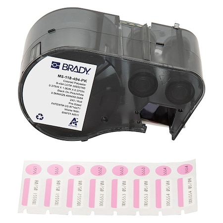 Brady Label/RibbonCartridge, Pink;White, 1inW M5-118-494-PK
