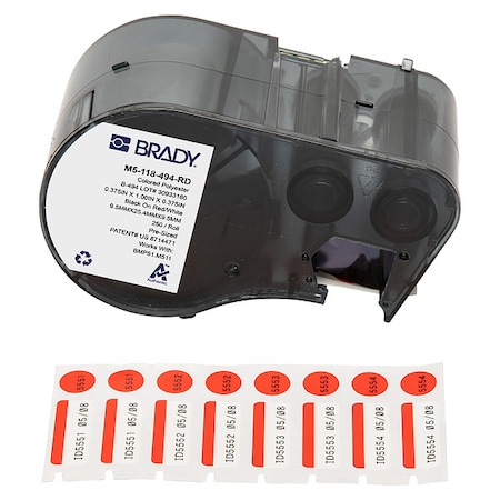 Brady Label/RibbonCartridge, Red;White, 1inW M5-118-494-RD