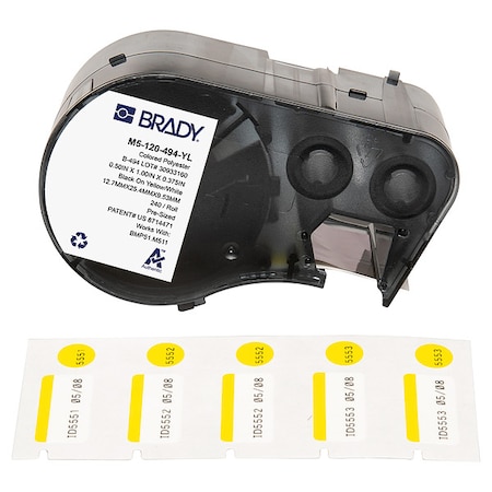 Brady Label/RibbonCartridge, Yellow;White, 1inW M5-120-494-YL